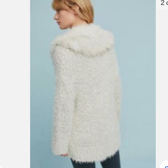 ANTHROPOLOGIE Sleeping On Snow Fluffy Faux Fur Cardigan Size Medium✨ - Picture 2 of 11